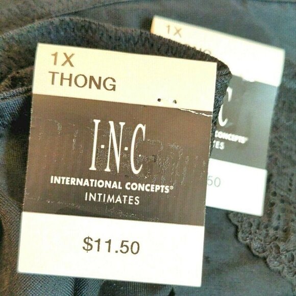 BOGO INC International Concepts Womens Thong Panties Size 1X NEW Lot of 2 Black - Picture 3 of 8